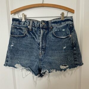 wild fable highest rise dark denim destroyed shorts